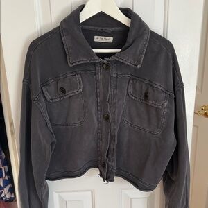 We The Free Charcoal Button-Up Jacket